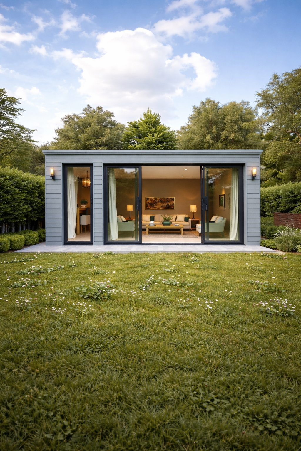 Bespoke garden room exterior with slimline glazing