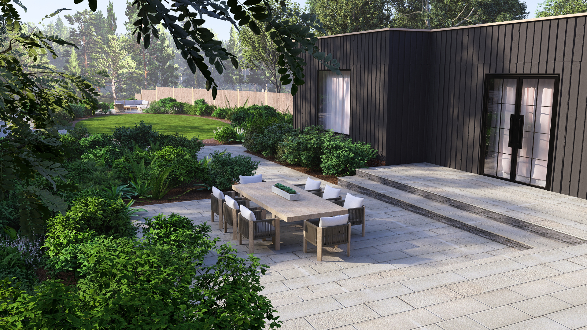 Insulated garden studio with large glazed doors and even daylight