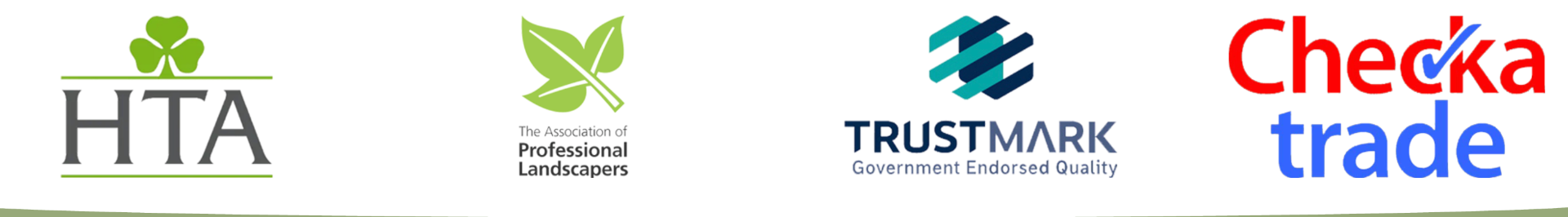 HTA, The Association of Professional Landscapers, TrustMark and Checkatrade accreditations